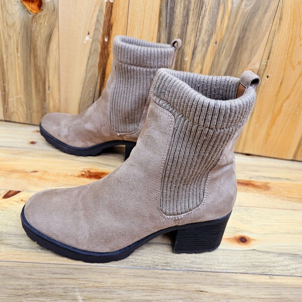 White Mountain NEW Sweater Suede Moto Boots